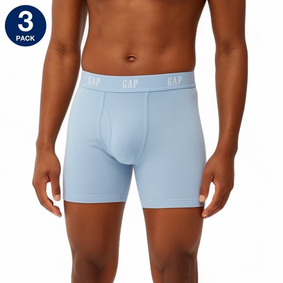 GAP Mens 3 Pack Stretch Fly Front  5" Breathe Boxer Briefs Tagless Blue Small - Picture 1 of 5